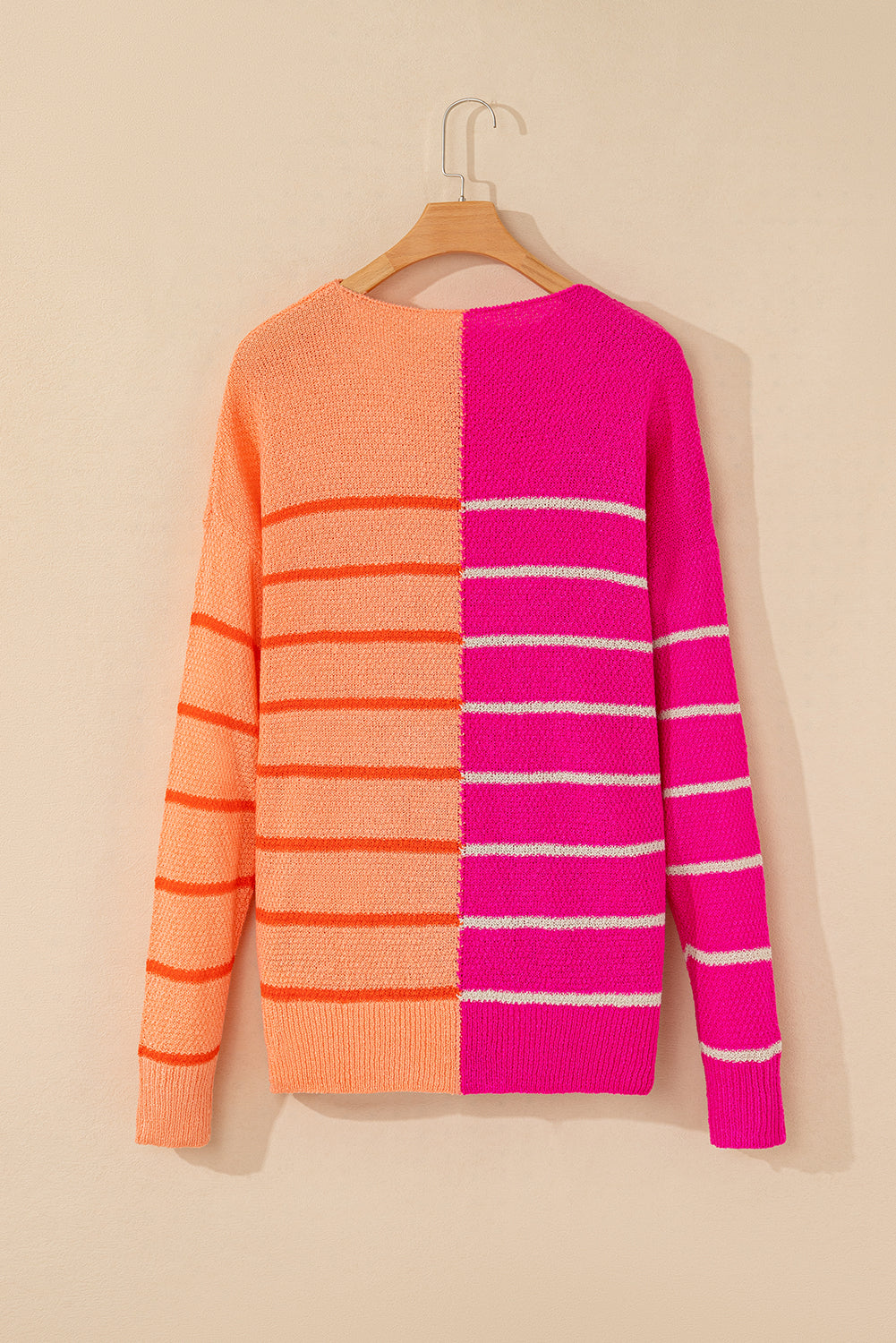 Multicolour Striped Color Block Loose Fit Knit Sweater