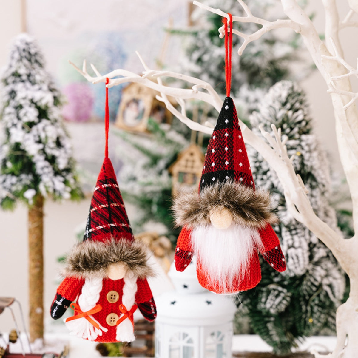 Christmas Plaid Gnome Ornaments