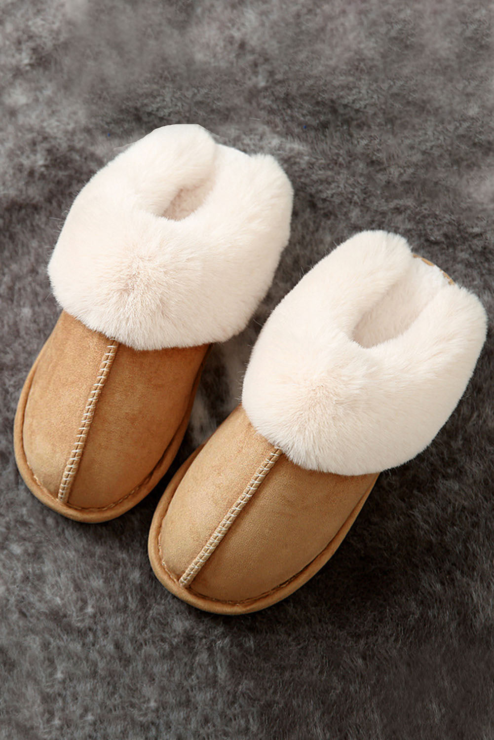 Camel Suede Winter Home Slippers