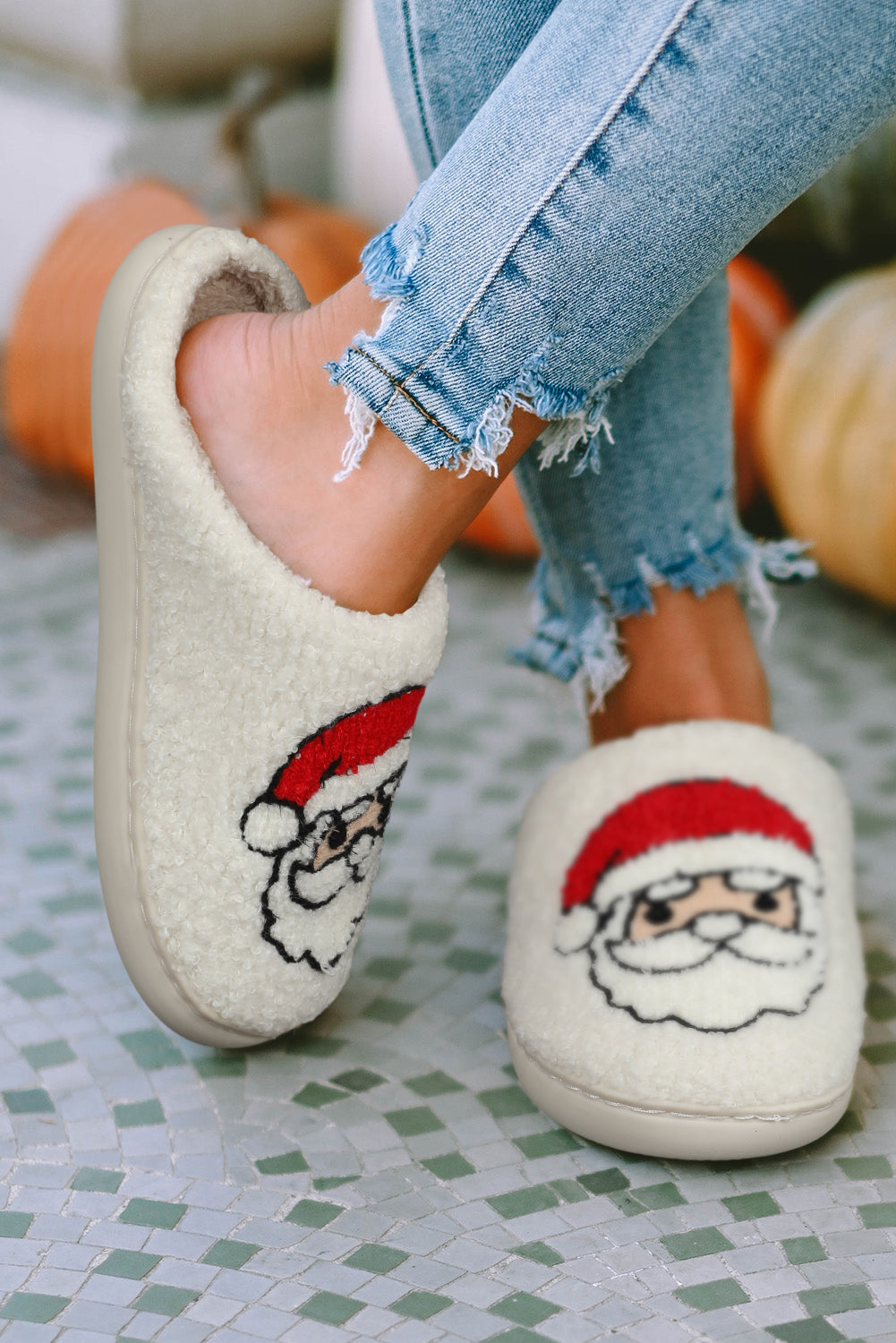 White Christmas Santa Clause Slippers