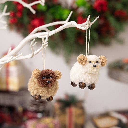 2-Piece Fuzzy Puppy Ornaments