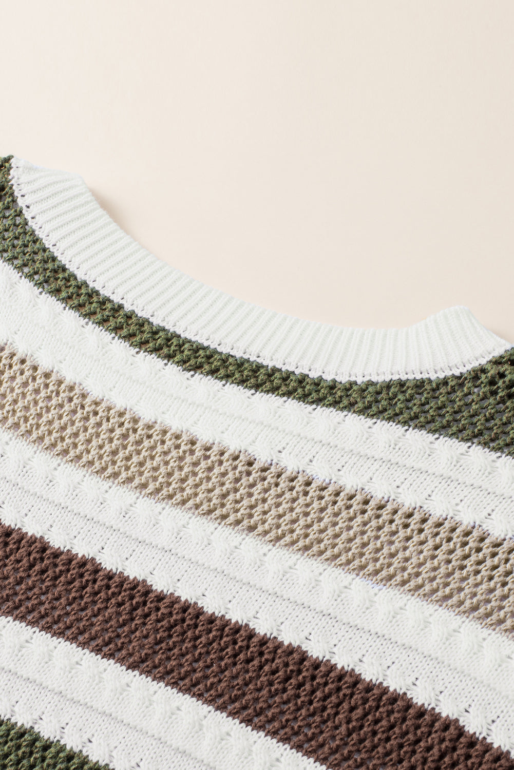 Stripe Crochet Hollow out Knit Sweater