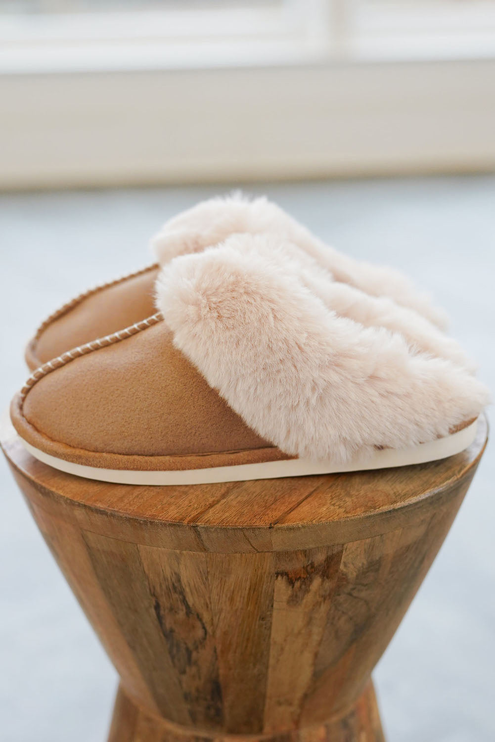 Camel Suede Winter Home Slippers