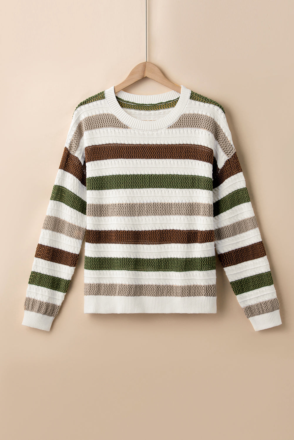 Stripe Crochet Hollow out Knit Sweater