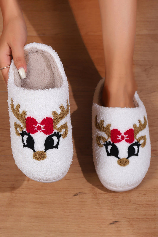 White Christmas Cartoon Pattern Slippers