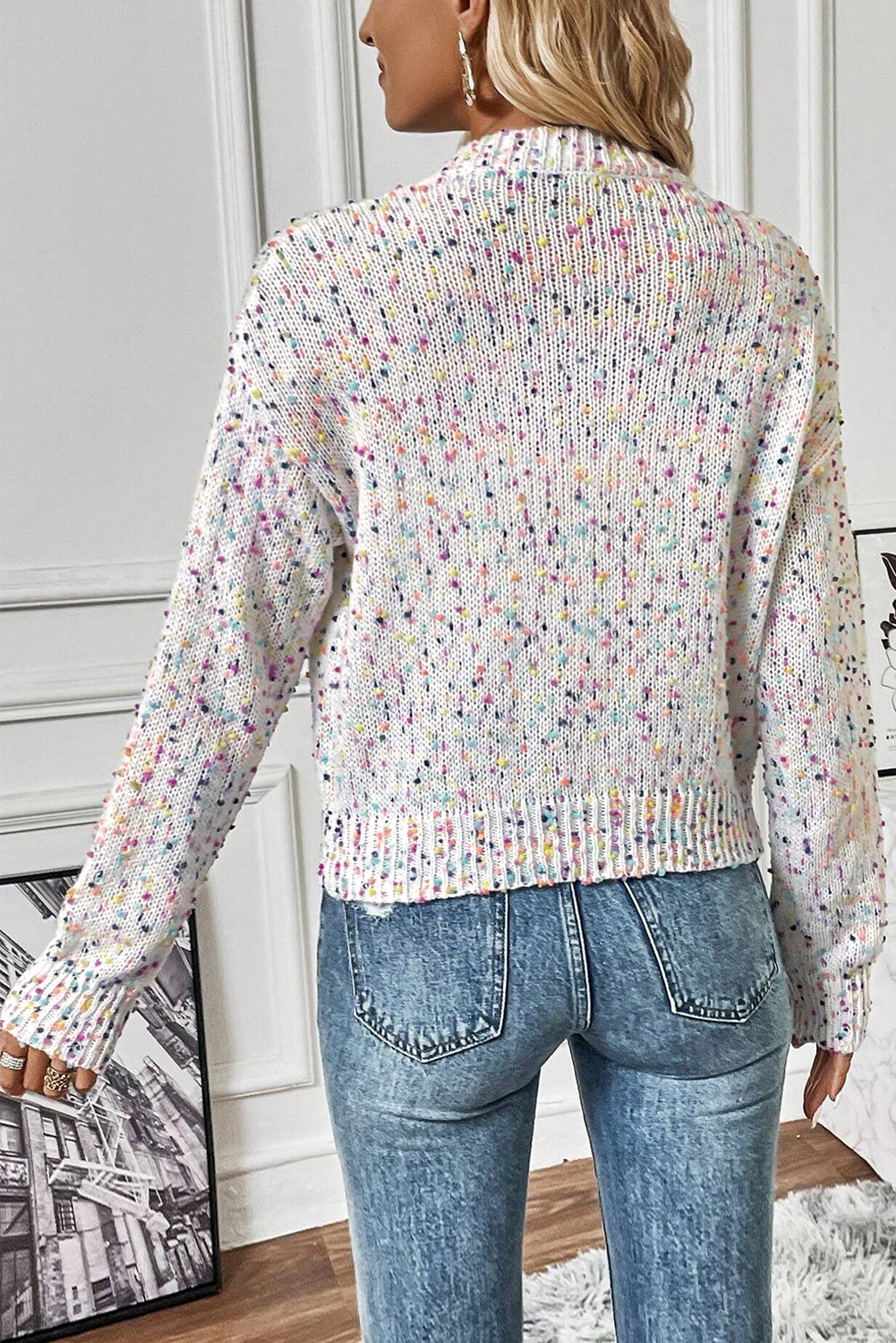 White Multicolor Confetti Sweater Cardigan