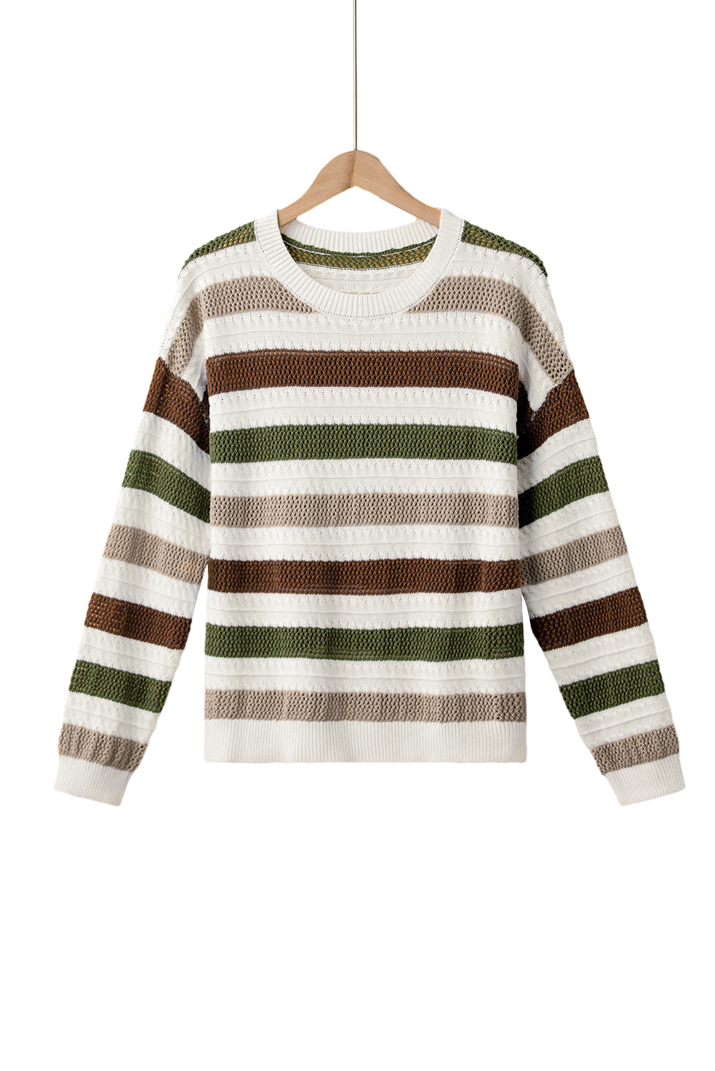 Stripe Crochet Hollow out Knit Sweater