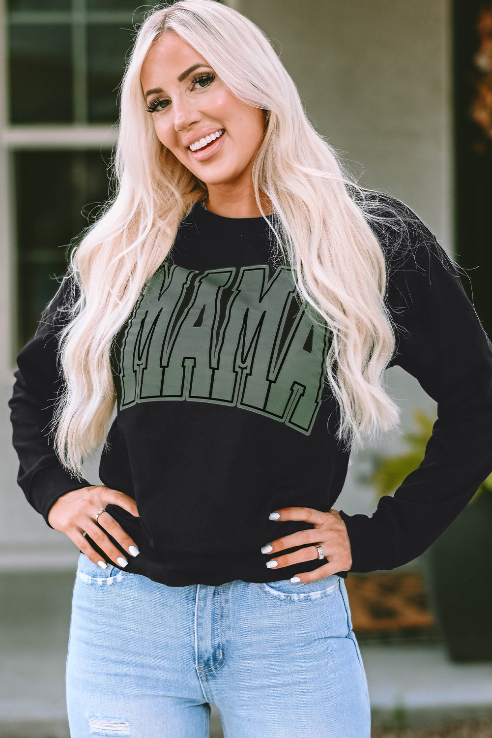 Black Mama Varsity Crew Neck Sweatshirt