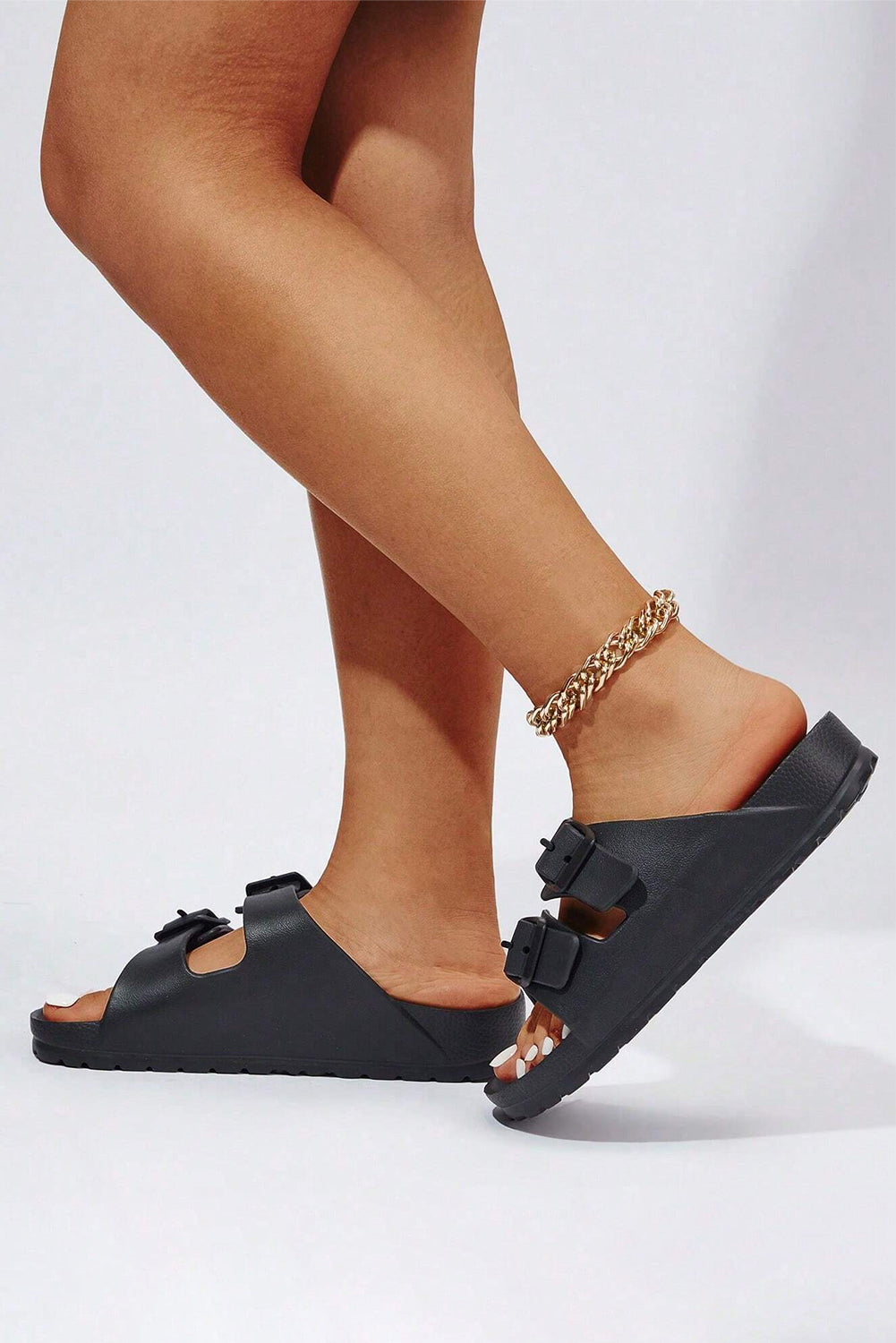 Black Double-buckle EVA Sandals