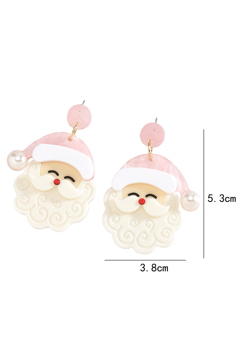 White Bright Pearl Santa Earrings