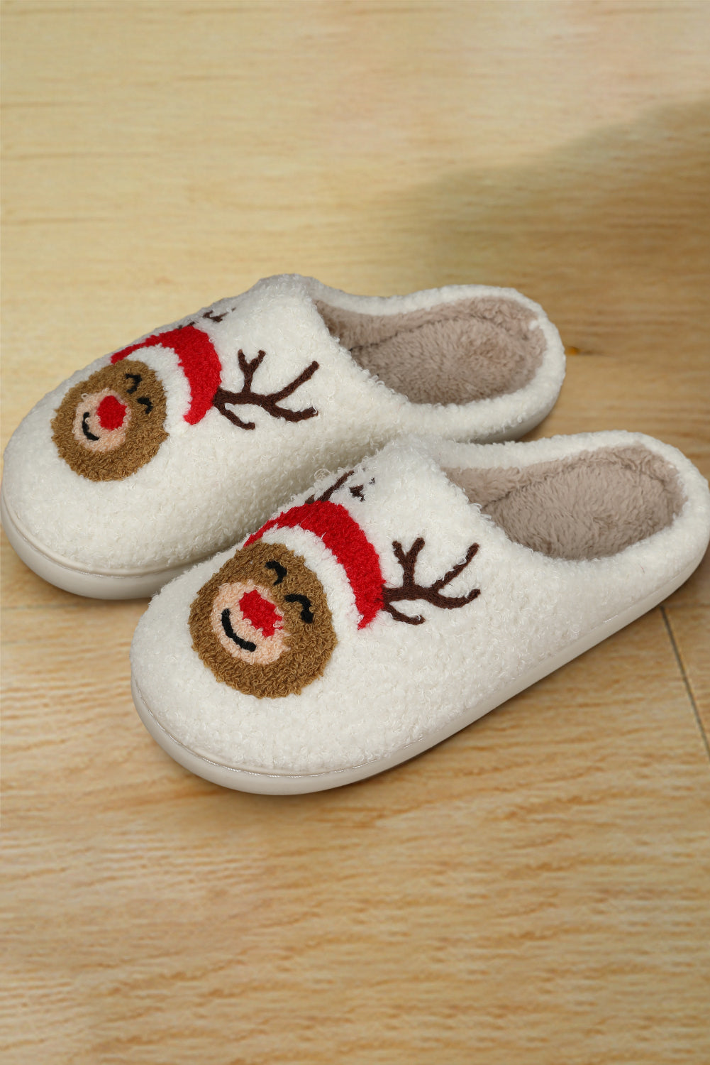 White Christmas Deer Home Indoor Slippers