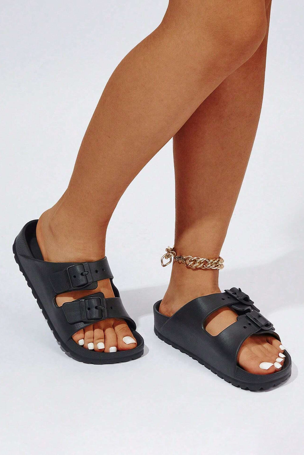 Black Double-buckle EVA Sandals