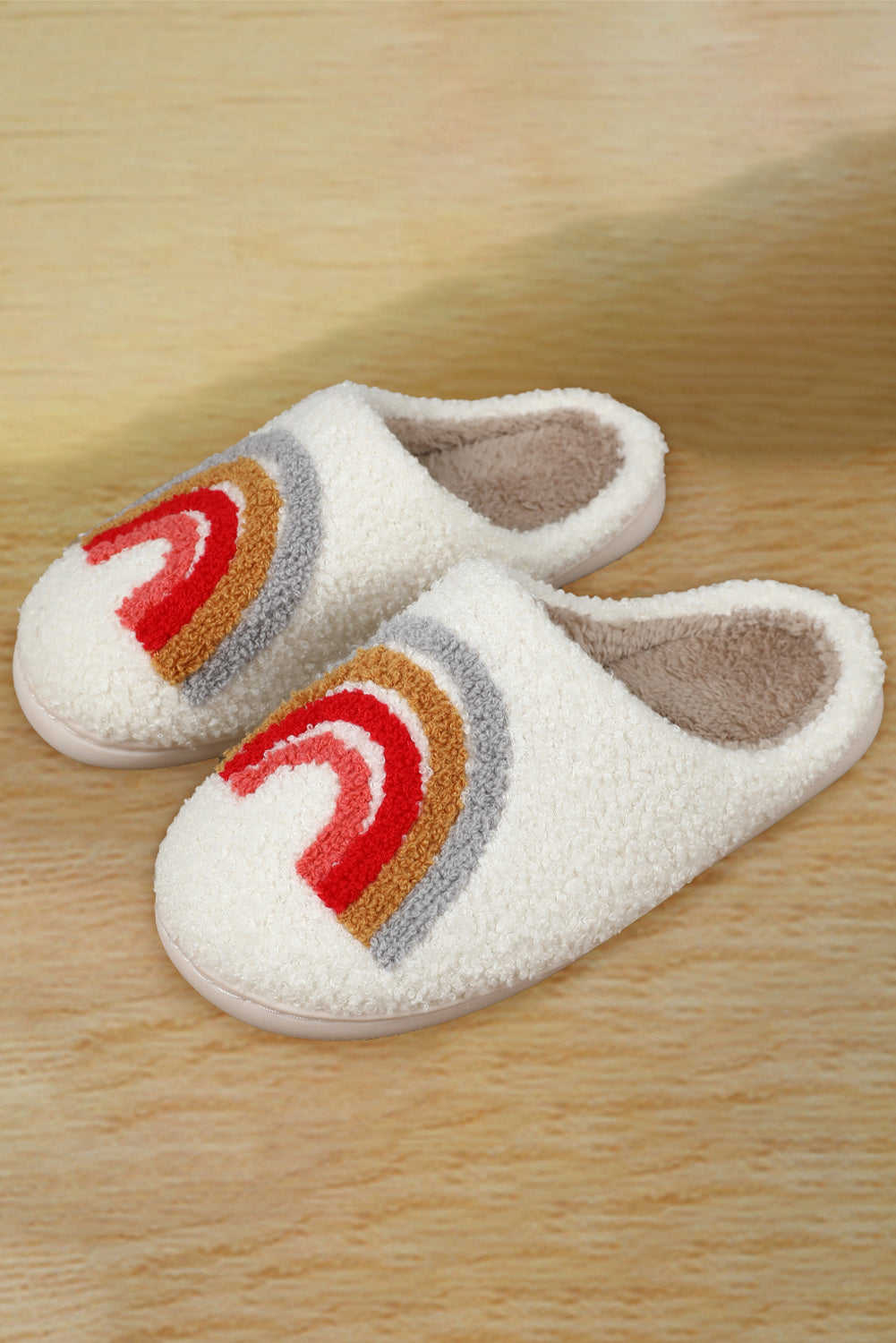 Bright White Rainbow Winter Home Slippers