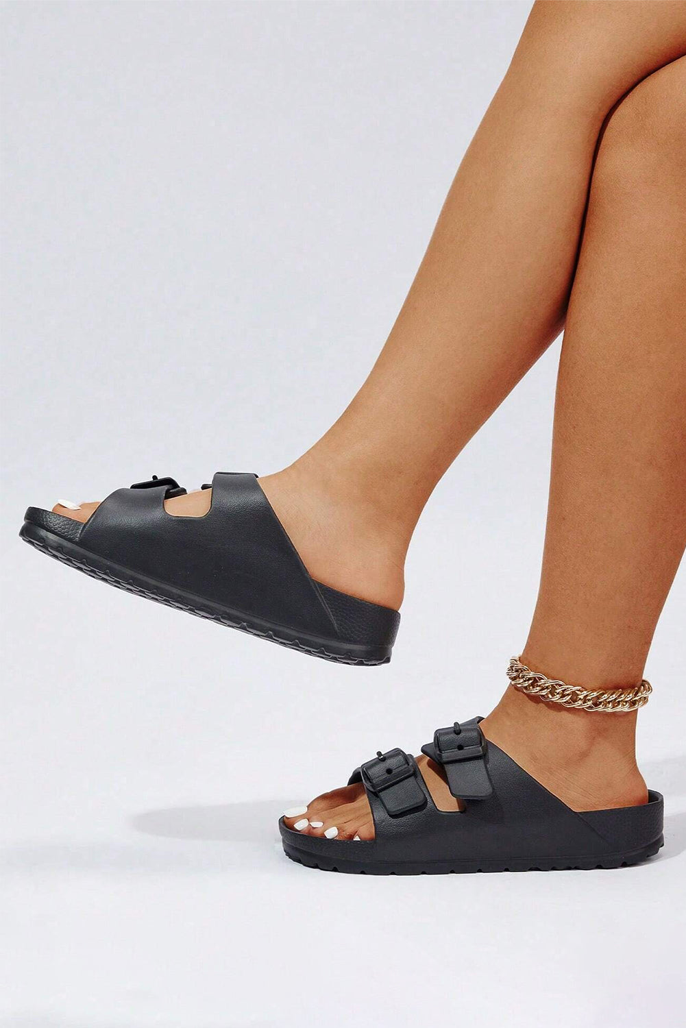 Black Double-buckle EVA Sandals