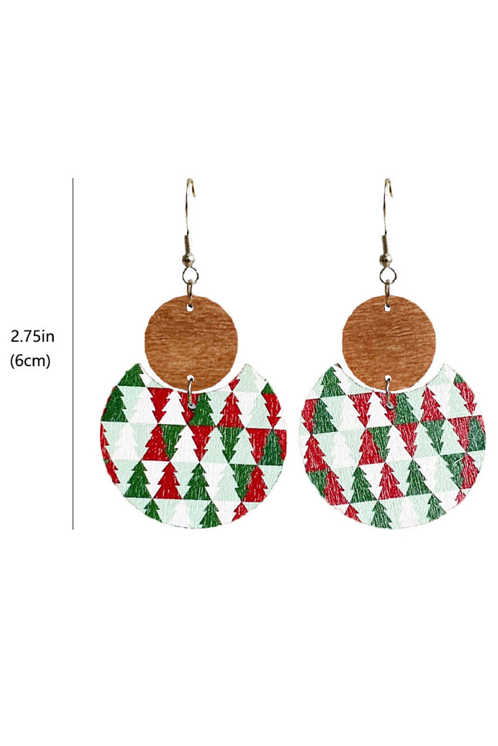 Dark Green Christmas Checker Wooden Earrings