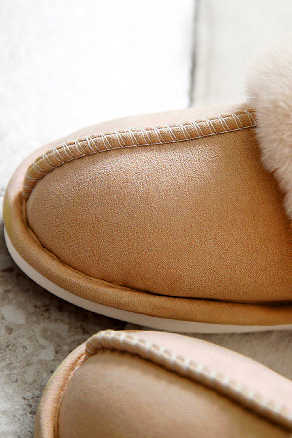 Camel Suede Winter Home Slippers