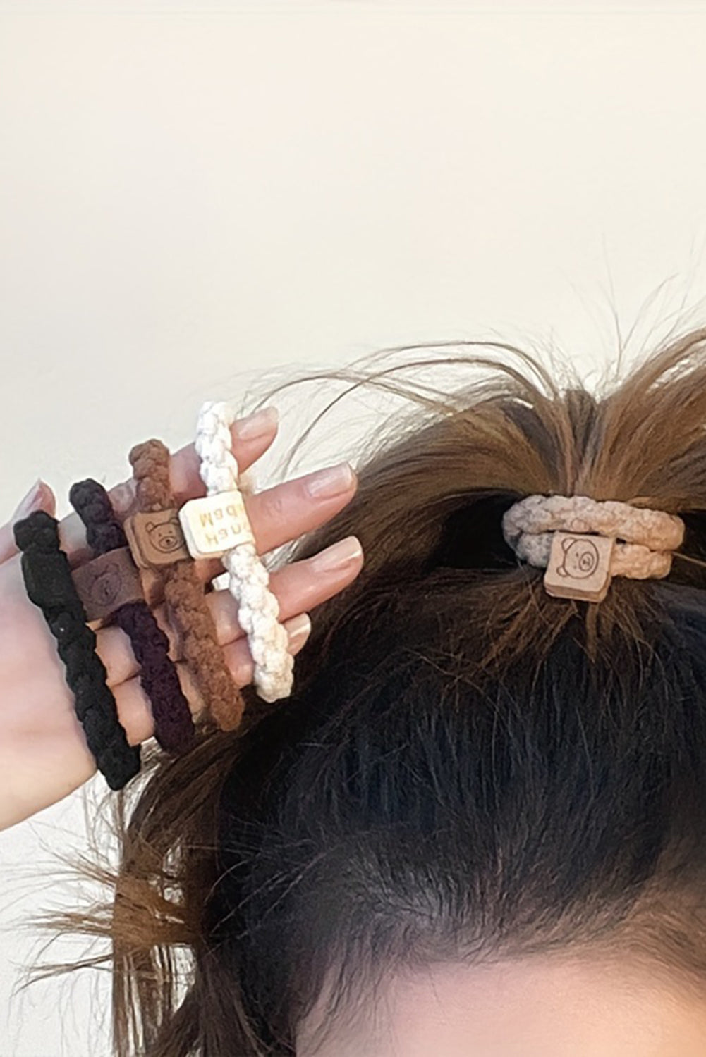 Chestnut 5pcs Smile Face Decor Braided Hair Ties