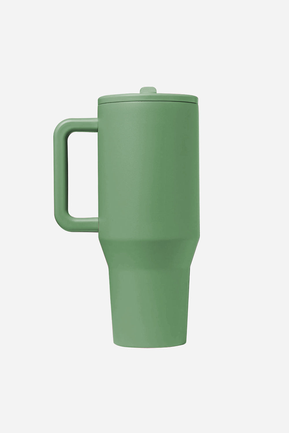 Dark Green Frosted Stainless Handle Large Vacuum Cup with Straw 40oz