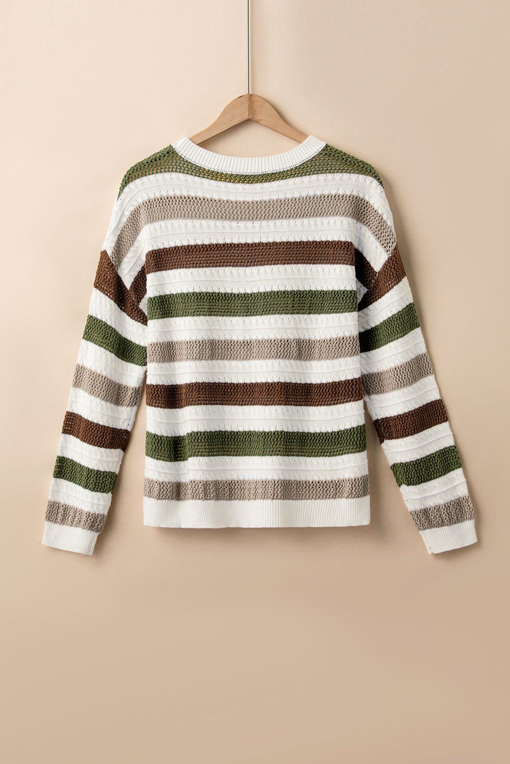 Stripe Crochet Hollow out Knit Sweater