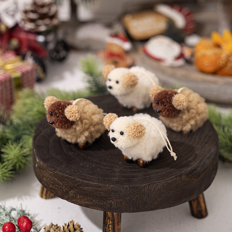 2-Piece Fuzzy Puppy Ornaments